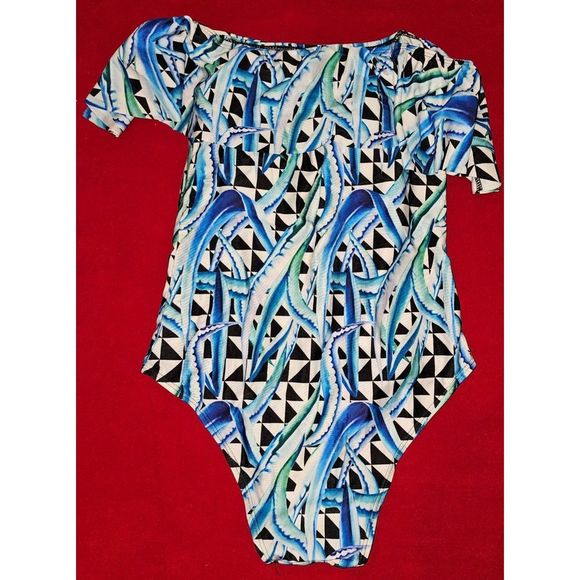 Women's RUFFLE NECK ONE PIECE SWIMWEAR M - Picture 6 of 8